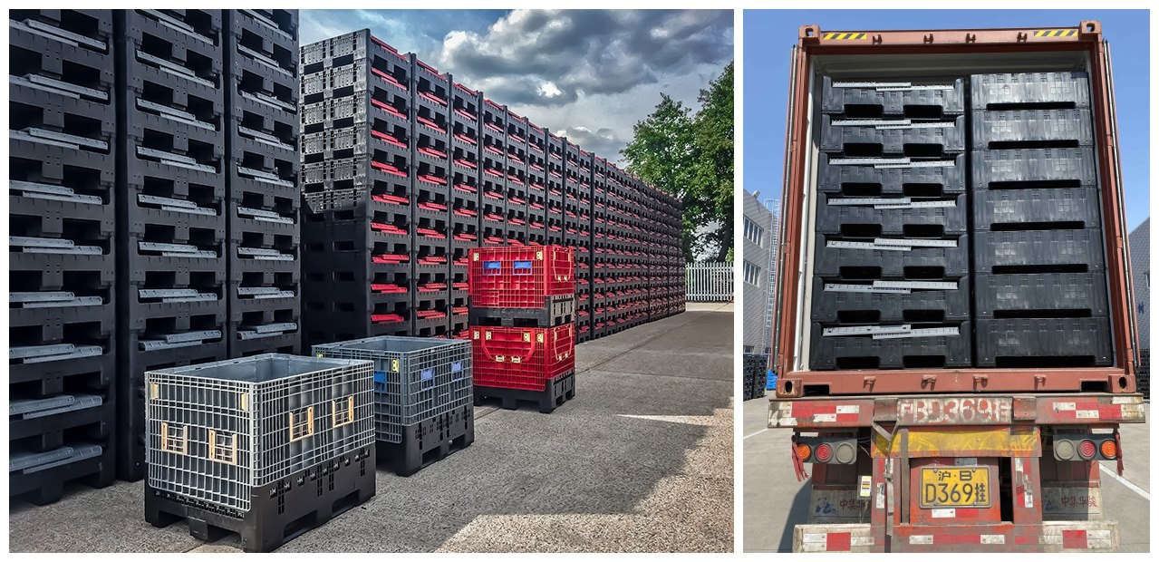 Large Collapsible Plastic Pallet Box With Lid