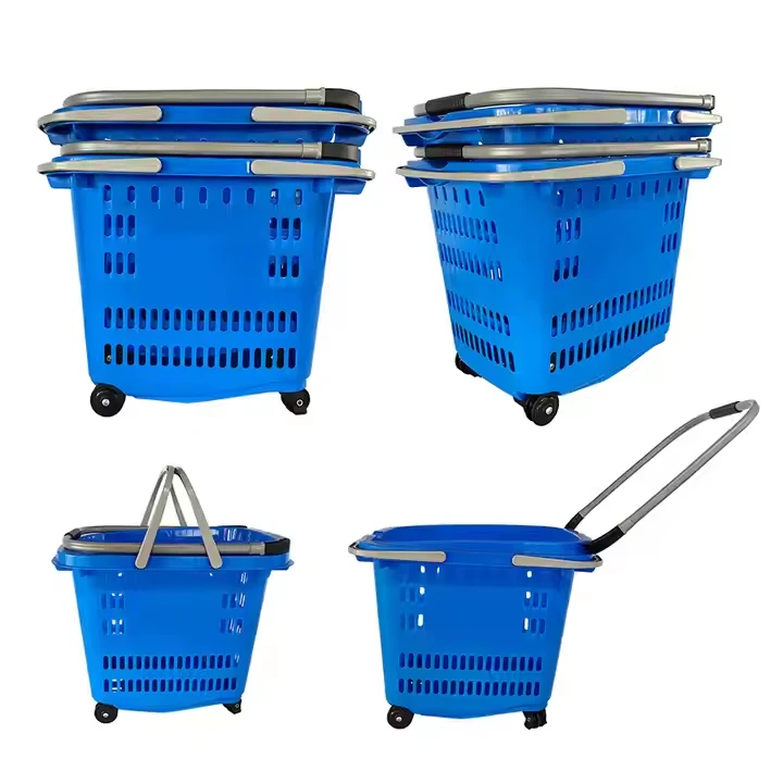 Plast 50l verslunarmeðhöndlað hjólakörfu
